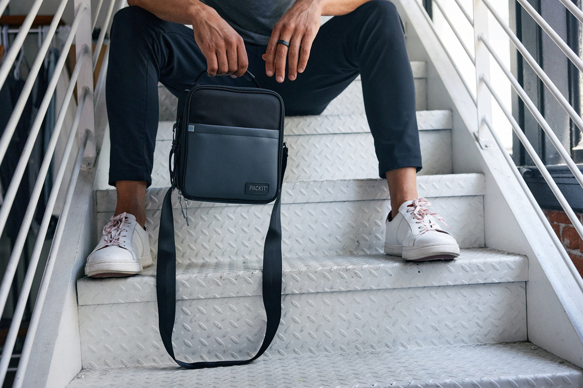 freezable-upright-lunch-box-r1 freezable-upright-lunch-box-black-gray-lifestyle-model-bag-only.jpg
